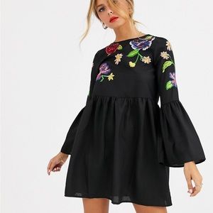 Black embroidered long sleeve ASOS dress